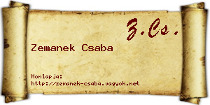 Zemanek Csaba névjegykártya